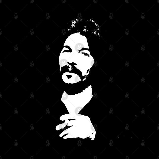 John Prine White Stencil by OliviaCookArt