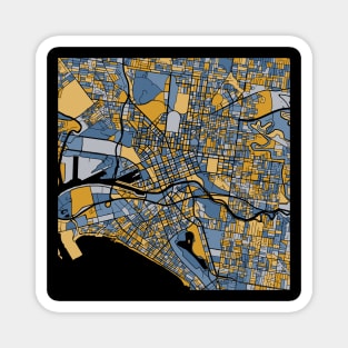 Melbourne Map Pattern in Blue & Gold Magnet