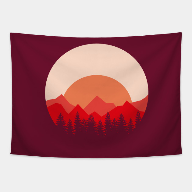 sunset mountain tapestry