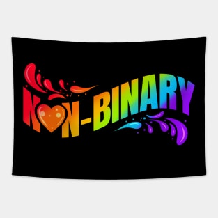 Colorful Non-Binary Logo LGBTQ Pride Month Tapestry