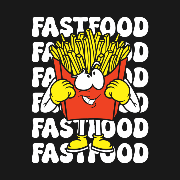 French Fries Cartoon Fast Food by TeesbyJohn