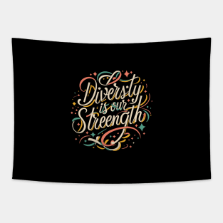 Diversity is Our Strength - Custom Pronoun Rainbow Pride Merch Tapestry