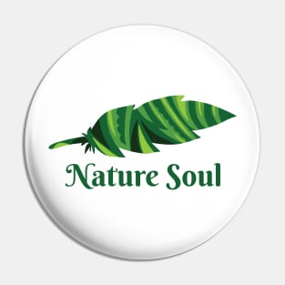 Nature Soul - Green Feather Graphic Illustration GC-104-04 Pin