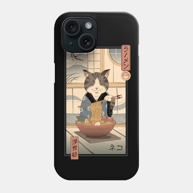 Neko Ramen Ukiyo-e Phone Case by Vincent Trinidad Art