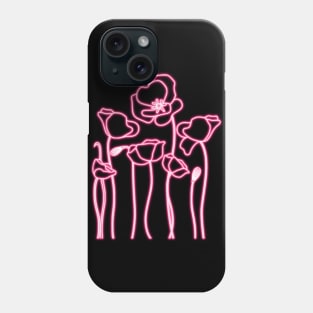 Pink Neon Poppies Phone Case