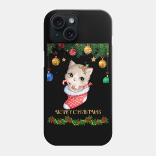 MERRY Christmas cat design Phone Case