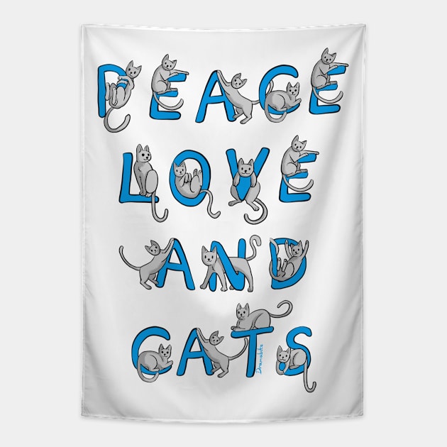 Dramabite Peace Love and Cats Cute Kitten Cats Lover Owner gift Tapestry by dramabite