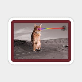 Space Cat vs Flying Saucer at the Desert Diner Magnet