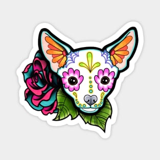 Chihuahua in White - Day of the Dead Sugar Skull Dog Magnet