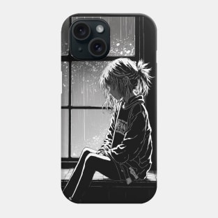 Sad anime girl in manga style Phone Case