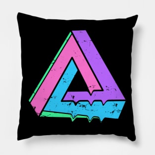 Cyberpunk Retro Wave Electro Synth Pop Escher Triangle Pillow