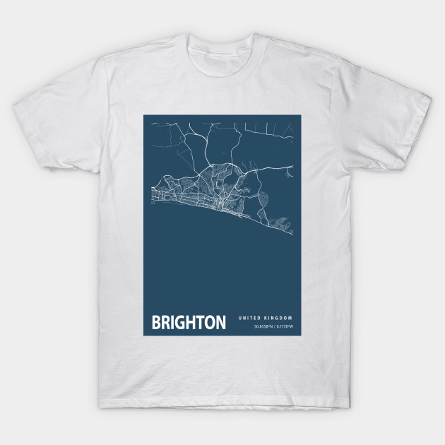 Brighton Blueprint Street Map, Brighton Colour Map Prints Poster