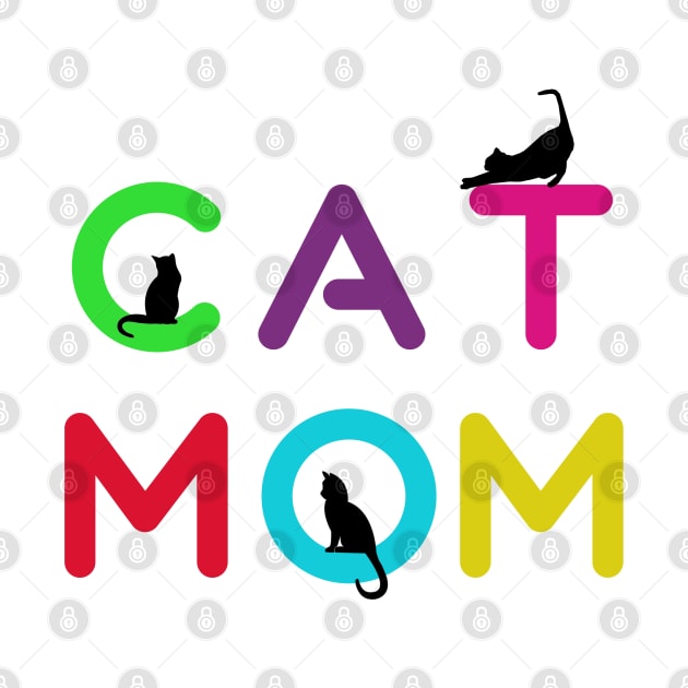 Funny Cat Mom Rainbow Graphic Design by AdrianaHolmesArt