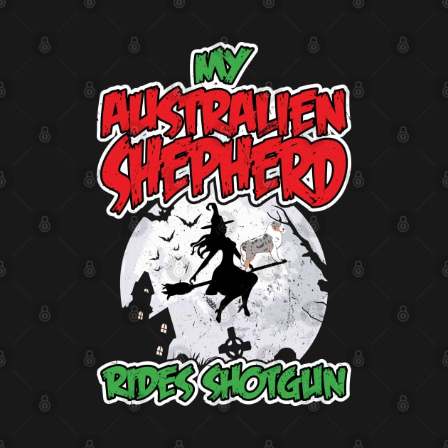 My Australien Shepherd Rides Shotgun Halloween by Peco-Designs