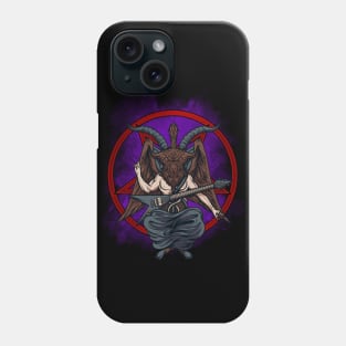 Heavy Metal Sabbatic Goat Flying V Guitar Player | Horns Up Phone Case