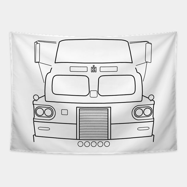 International Harvester Sightliner classic truck black outline graphic Tapestry by soitwouldseem