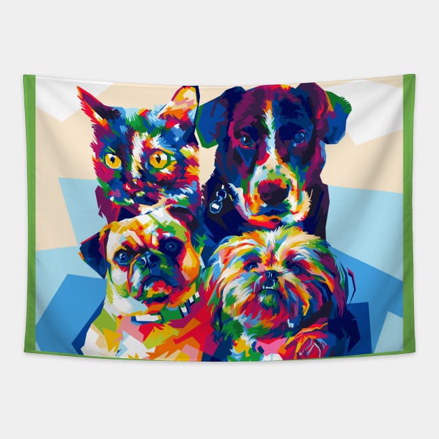 cats and dogs Tapestry by ZeekayID