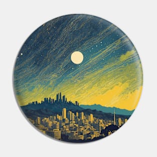 Belo Horizonte Starry Night Brazil Vintage Tourism Travel Poster Pin