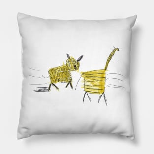 Cheetah and Giraffe Pillow