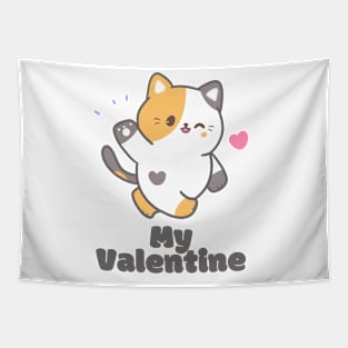 My Valentine Cat Fat Text Tapestry