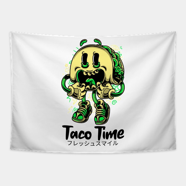 Taco Time Face Fun Food Tapestry by BradleyHeal