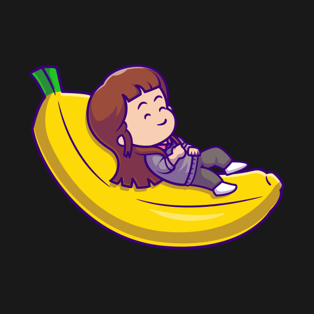 Cute Girl Sleeping On Bananas Cartoon by Catalyst Labs