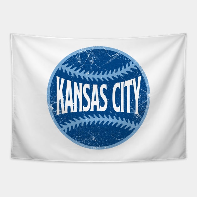 Kansas City Retro Baseball - White Tapestry by KFig21