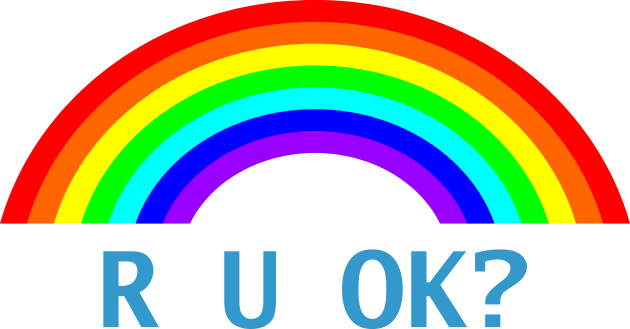 R U OK Rainbow Kids T-Shirt by ellenhenryart