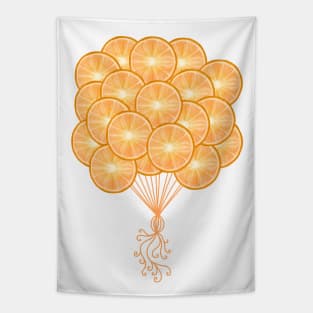 Sweet Orange Citrus Balloons Tapestry