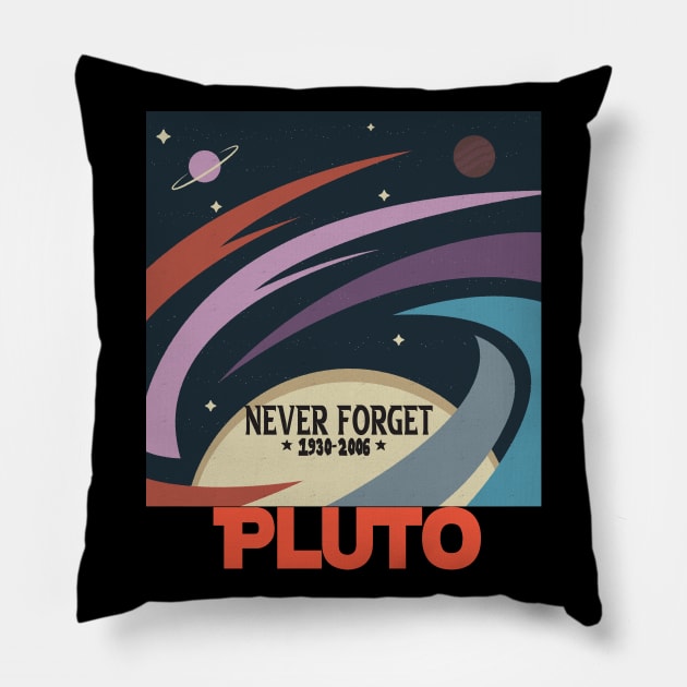 Funny Pluto Never Forget 1930-2006 - Never Forget Pluto Planet Funny Vintage Space Science Gift Pillow by wiixyou