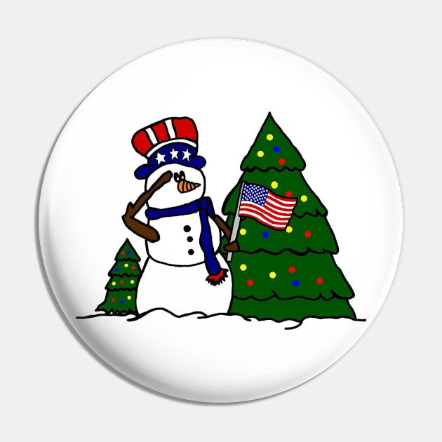 American Patriotic Christmas Snowman Pin by imphavok