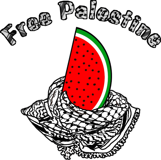 Free Palestine Watermelon Keffiyeh - Keffiyeh Text - Front Kids T-Shirt by SubversiveWare