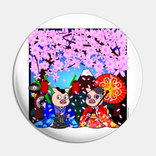 CHERRY BLOSSOMS ROMANTIC PIGGIES Pin