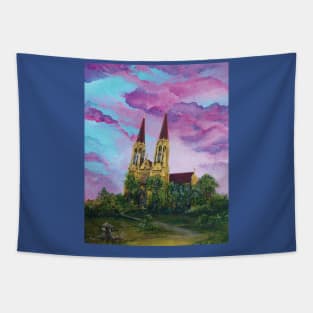 Cathedral with Pink Clouds Tapestry