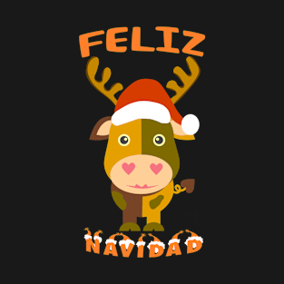 Santa Cow Wishes Feliz Navidad T-Shirt T-Shirt