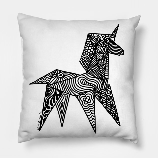 Unicorn Origami Illustration Pillow by wontondoodles