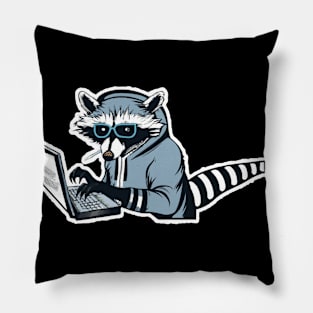 Raccoon Hacker Pillow