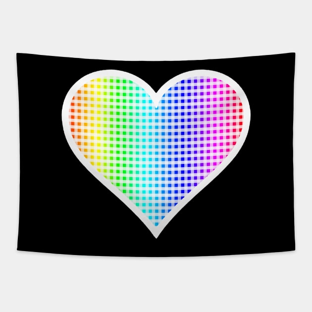 Rainbow and White Gingham Heart Tapestry by bumblefuzzies