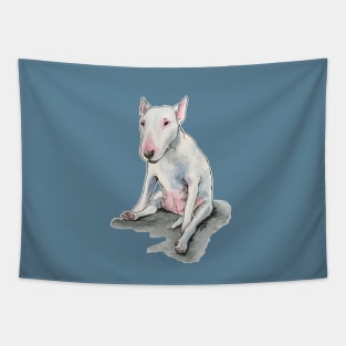 Sitting Silly Bull Terrier Tapestry