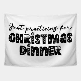 Just practicing for christmas dinner - funny retro typography Tapestry