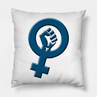 Feminist symbol blue Pillow