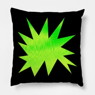 Neon Green and Yellow Zine Style Halftone  Burst Design Pillow