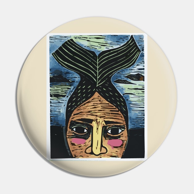 Fish Woman Pin by Folkgrafix