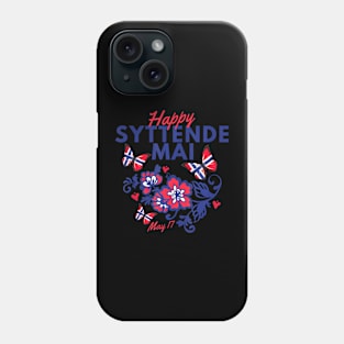 Syttende Mai 17 May Norway Rosemaling Butterflies Flag Phone Case