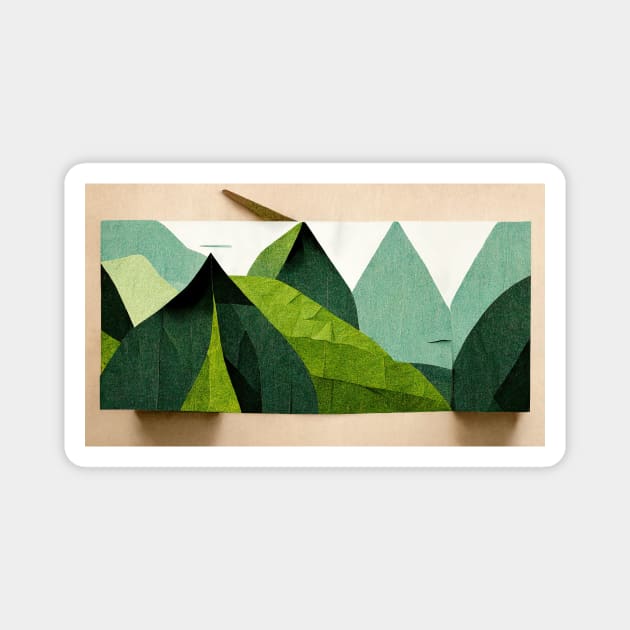 Hilly Grassland - Abstract Minimalism Papercraft Landscape Magnet by JensenArtCo