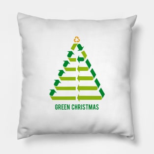 Christmas tree with recycling signs, recycle symbol Pillow