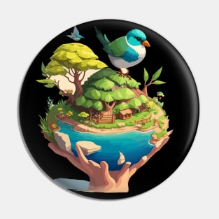 Save Earth Day World Environment Day Cute Bird Inspirational Gift Pin