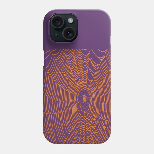 Artistic Halloween Spider Web Cobweb Doodle In Orange Phone Case by taiche