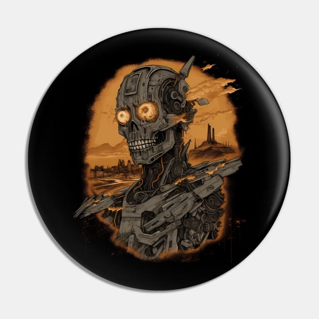 Artificial Intelligence AI Singularity Cyborg Robot Pin by MLArtifex