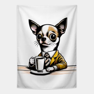 Chihuahua Coffee Break: Funny Chihuahua Dog Tee Tapestry